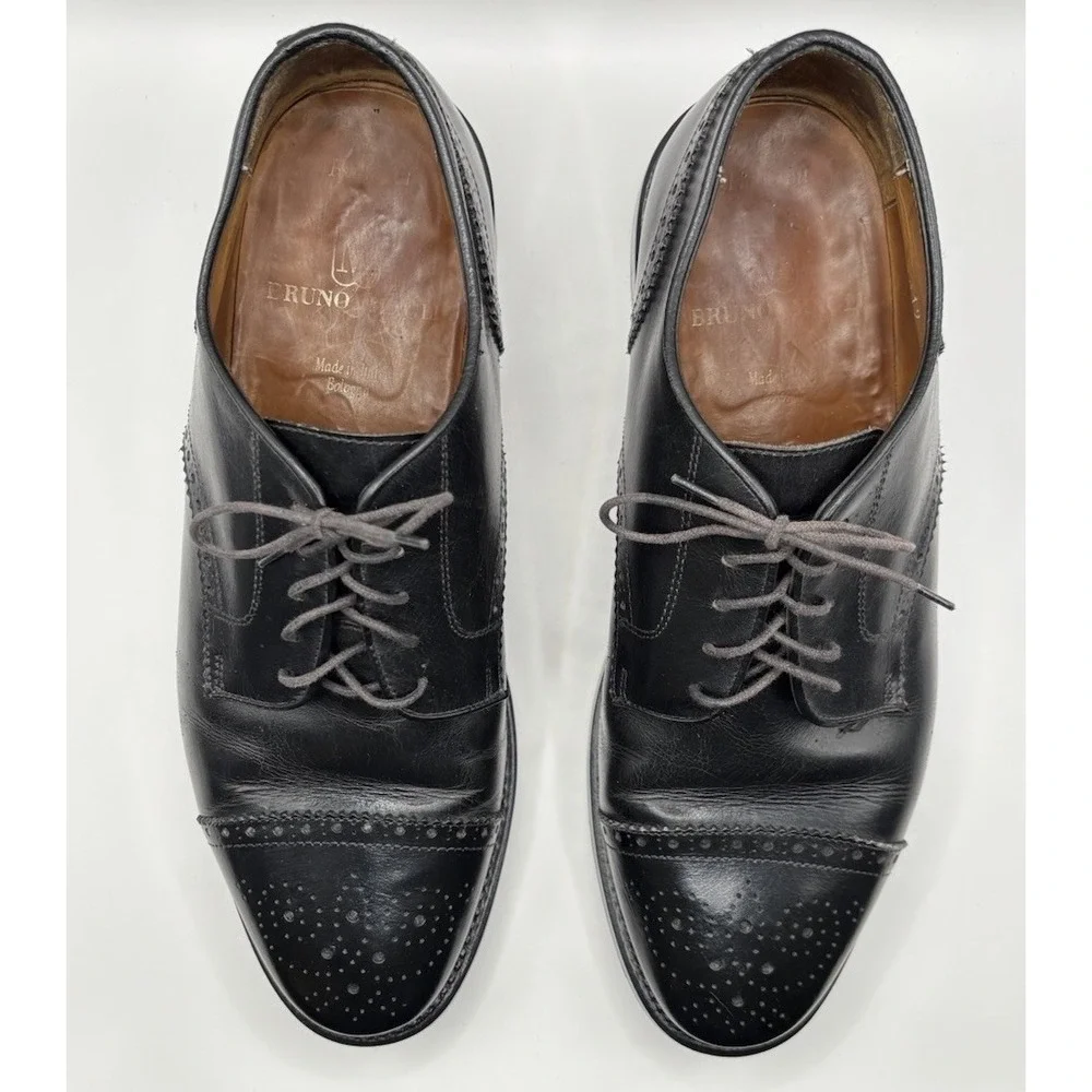 Bruno‎ Magli PLATINUM Black Leather Oxford Goodyear Welt Dress Shoes 8.5